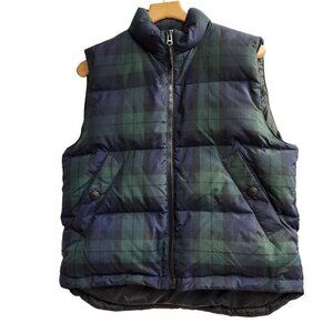 Eddie Bauer Womens Puffer Vest Plaid Zip Size Medium Pockets Blue GreenPre-Owned